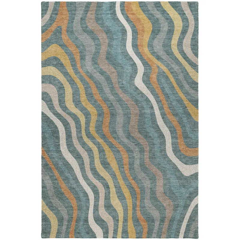 Luxury Washable Kenner Teal 9\' x 12\' Rug