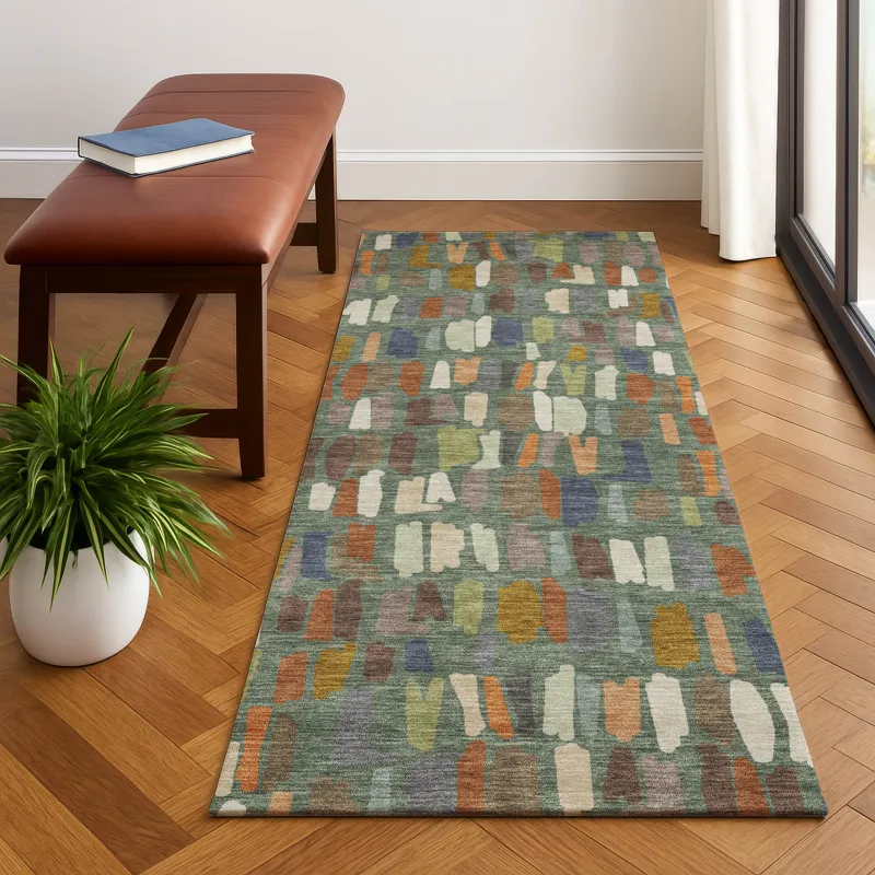 Luxury Washable Kenner Basil 2\'3\" x 7\'6\" Runner Rug