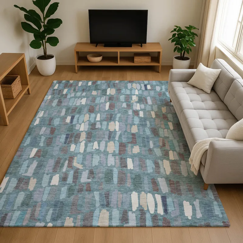 Luxury Washable Kenner Teal 3\' x 5\' Rug