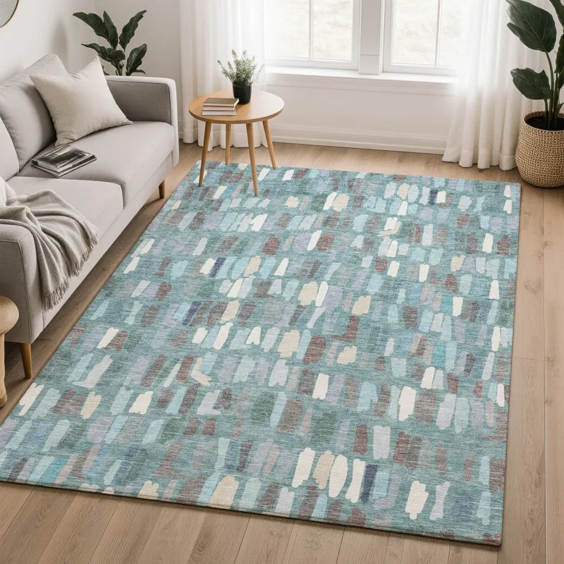 Luxury Washable Kenner Teal 3\' x 5\' Rug