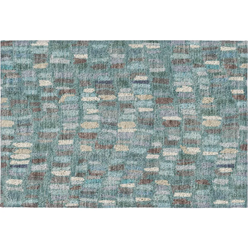 Luxury Washable Kenner Teal 1\'8\" x 2\'6\" Rug