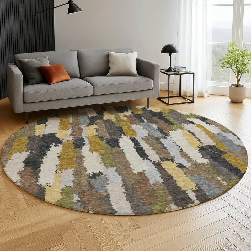 Luxury Washable Kenner Black 8\' x 8\' Round Rug