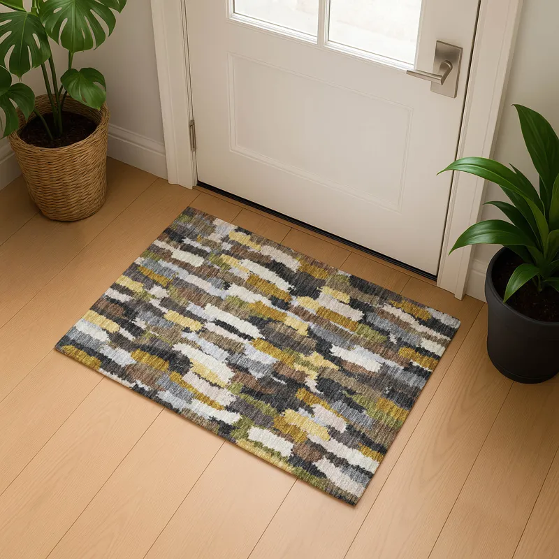Luxury Washable Kenner Black 1\'8\" x 2\'6\" Rug