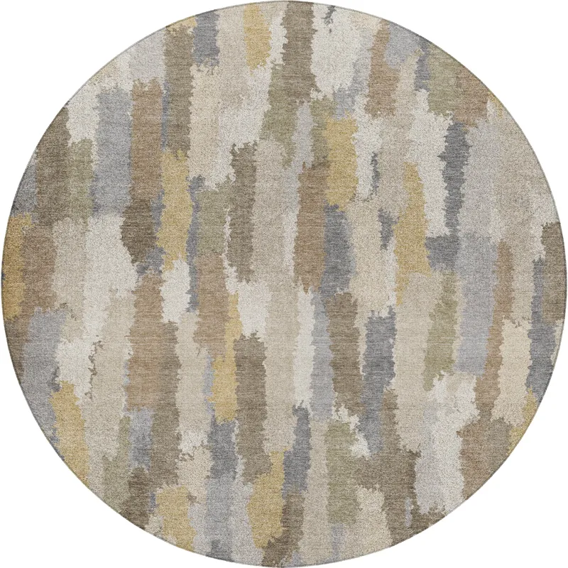 Luxury Washable Kenner Ivory 8\' x 8\' Round Rug