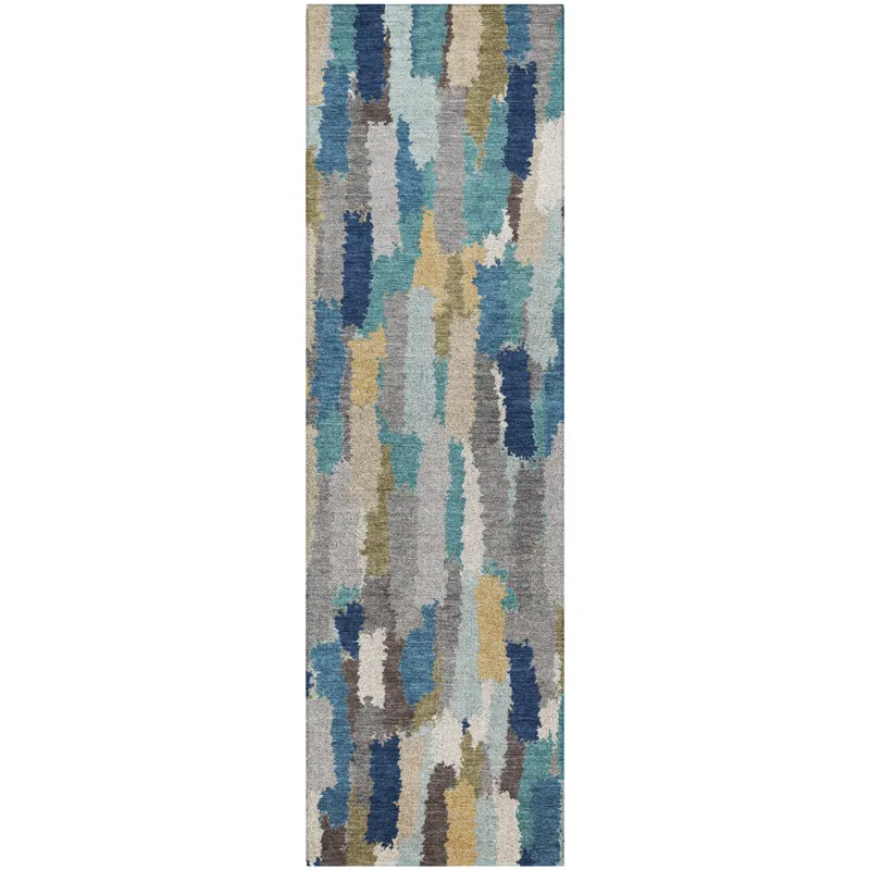 Luxury Washable Kenner Teal 2\'3\" x 7\'6\" Runner Rug
