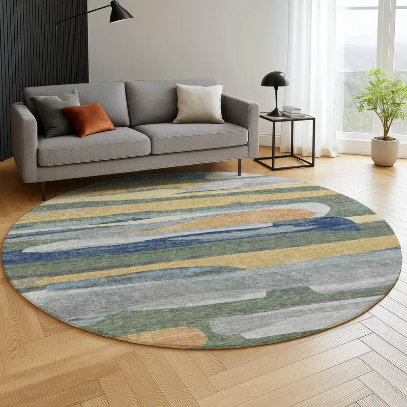 Luxury Washable Kenner Basil 8\' x 8\' Round Rug