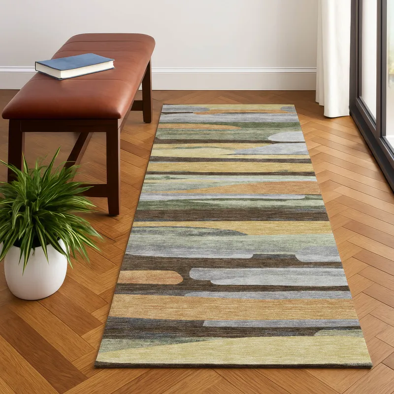 Luxury Washable Kenner Chocolate 2\'3\" x 7\'6\" Runner Rug