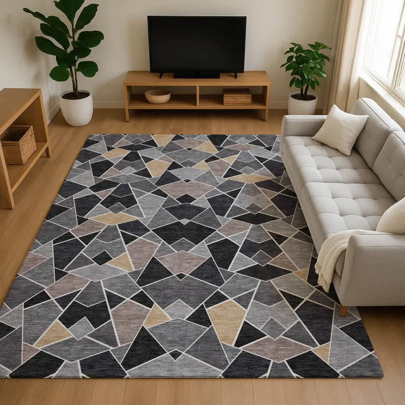 Luxury Washable Kenner Black 9\' x 12\' Rug