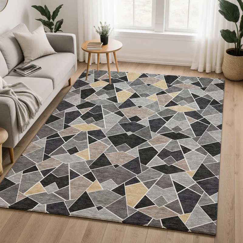 Luxury Washable Kenner Black 9\' x 12\' Rug