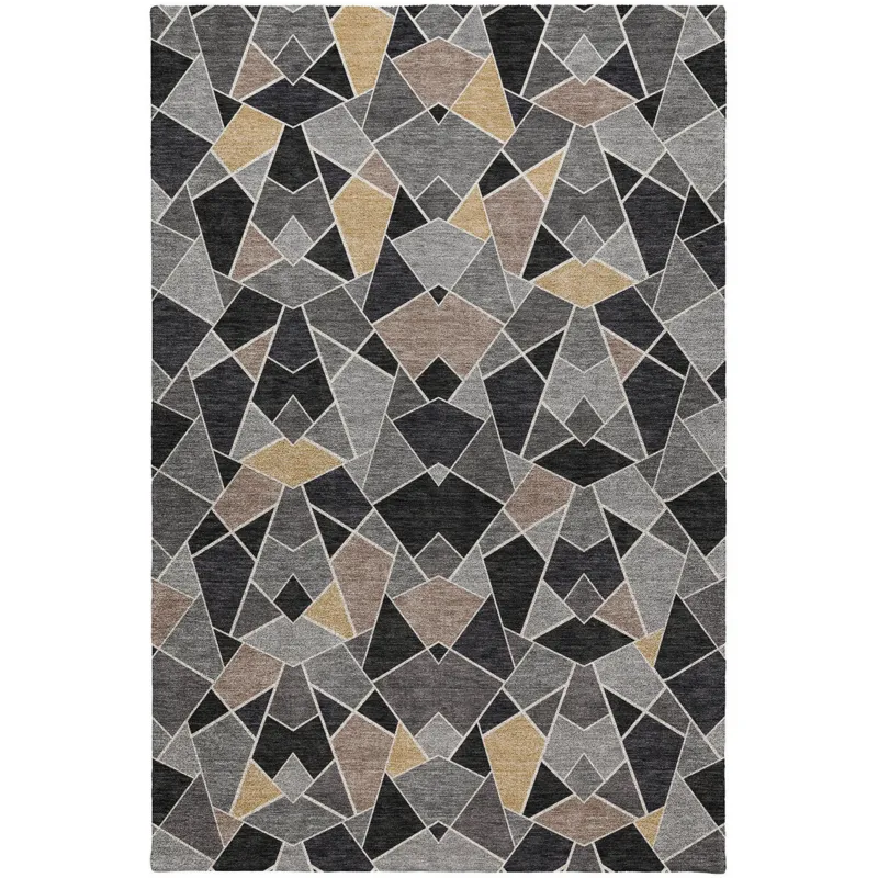 Luxury Washable Kenner Black 9\' x 12\' Rug