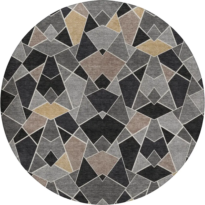 Luxury Washable Kenner Black 8\' x 8\' Round Rug