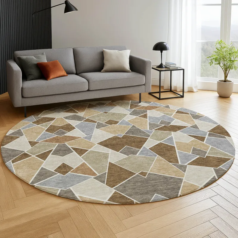 Luxury Washable Kenner Chocolate 8\' x 8\' Round Rug