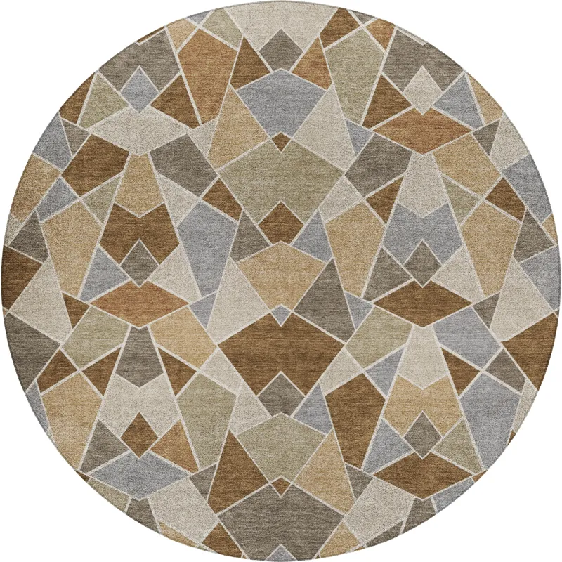 Luxury Washable Kenner Chocolate 8\' x 8\' Round Rug