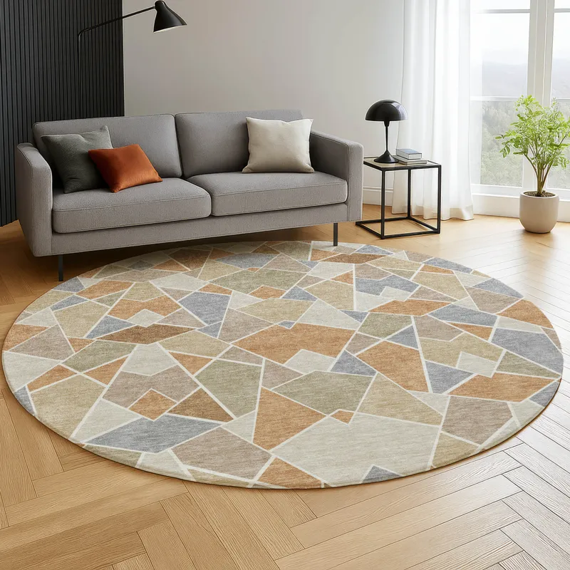 Luxury Washable Kenner Copper 8\' x 8\' Round Rug