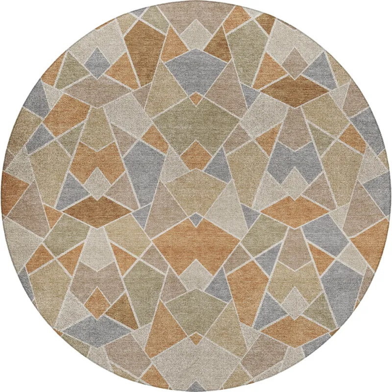 Luxury Washable Kenner Copper 8\' x 8\' Round Rug