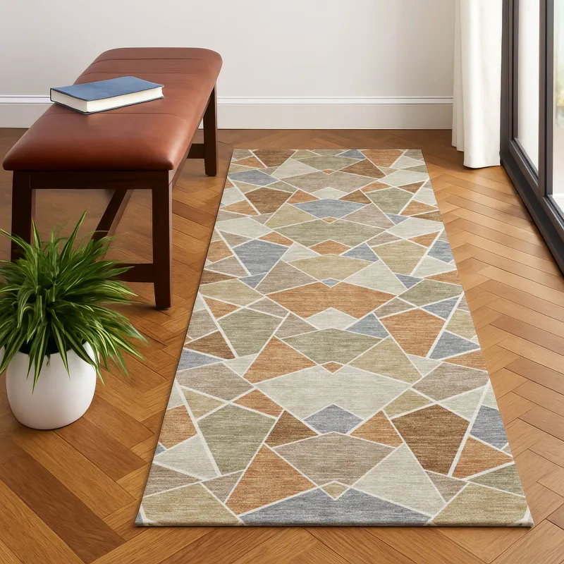 Luxury Washable Kenner Copper 2\'3\" x 7\'6\" Runner Rug