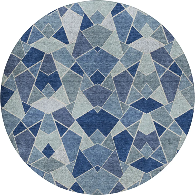 Luxury Washable Kenner Denim 8\' x 8\' Round Rug