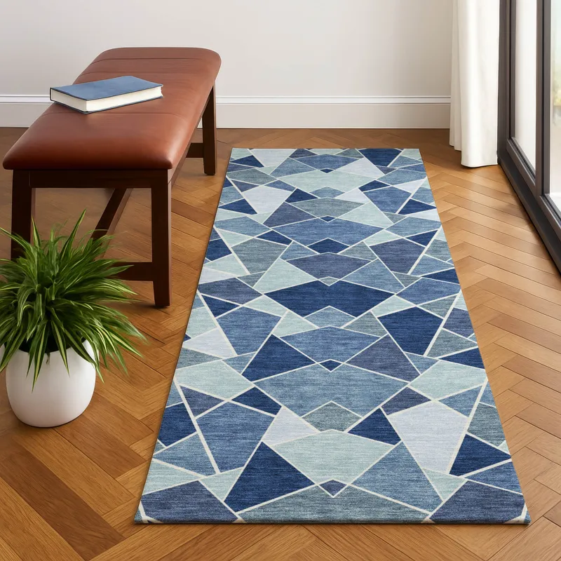 Luxury Washable Kenner Denim 2\'3\" x 7\'6\" Runner Rug