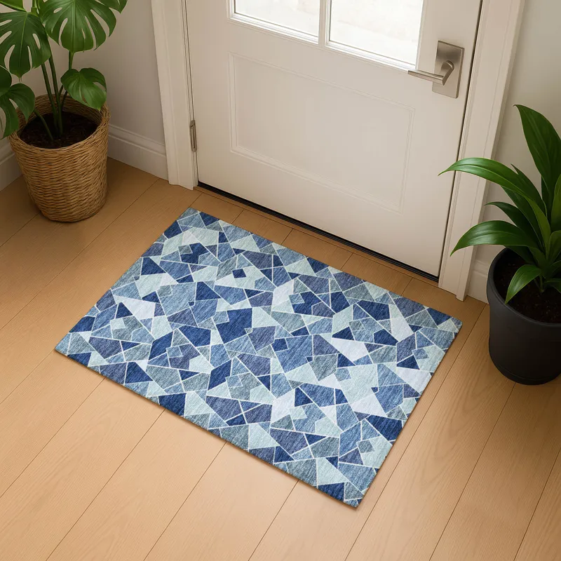 Luxury Washable Kenner Denim 1\'8\" x 2\'6\" Rug