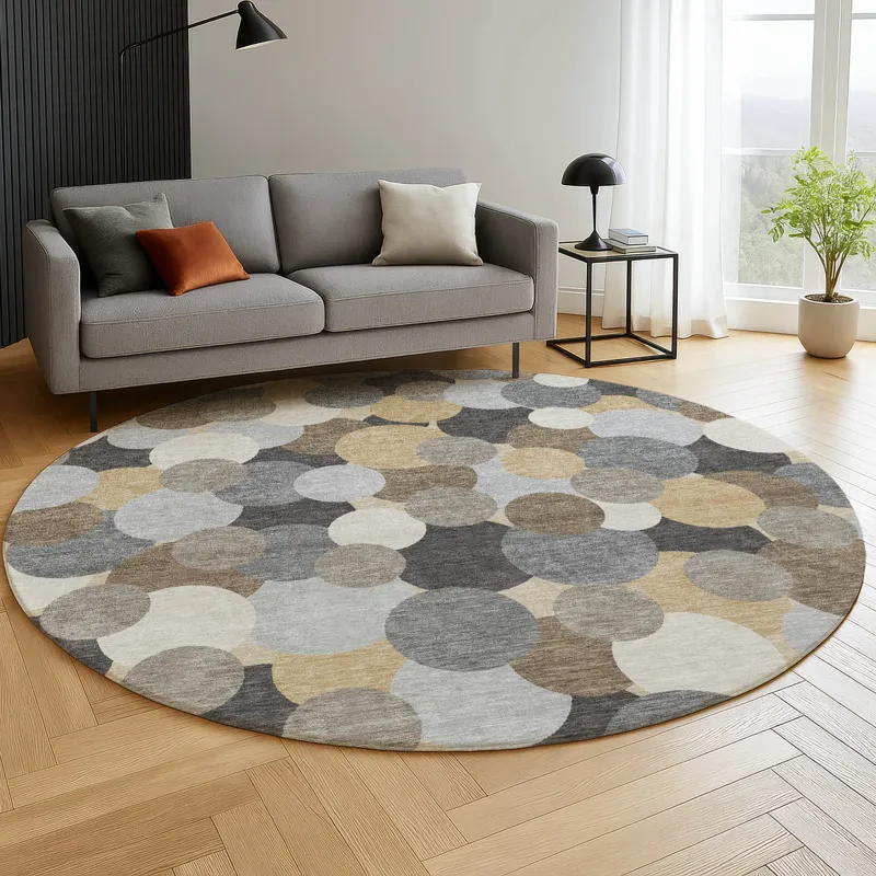 Luxury Washable Kenner Gray 8\' x 8\' Round Rug