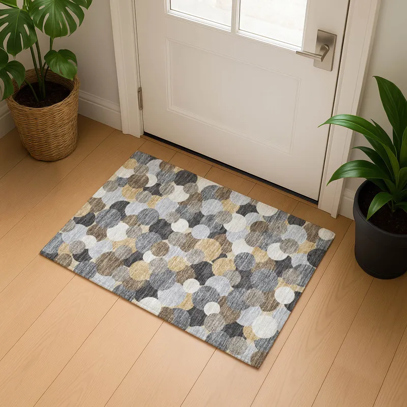 Luxury Washable Kenner Gray 1\'8\" x 2\'6\" Rug