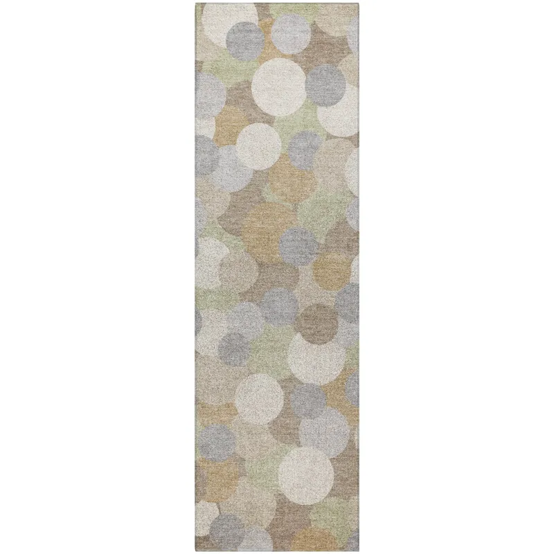 Luxury Washable Kenner Khaki 2\'3\" x 7\'6\" Runner Rug