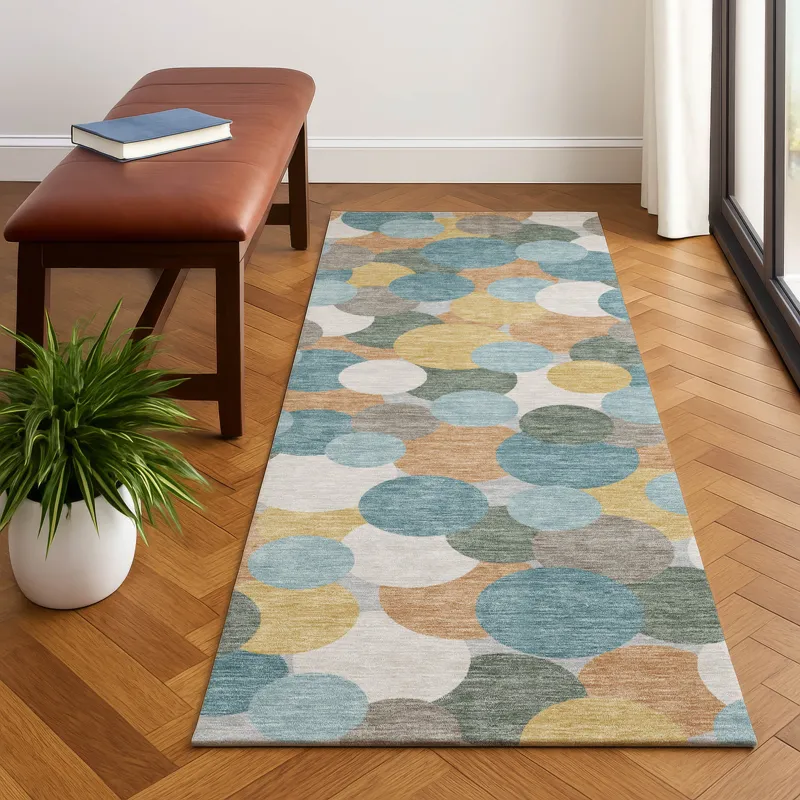 Luxury Washable Kenner Seaside 2\'3\" x 7\'6\" Runner Rug