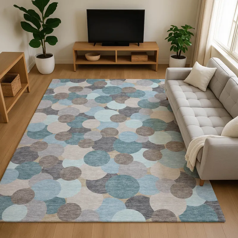 Luxury Washable Kenner Turquoise 6\'6\" x 9\'6\" Rug