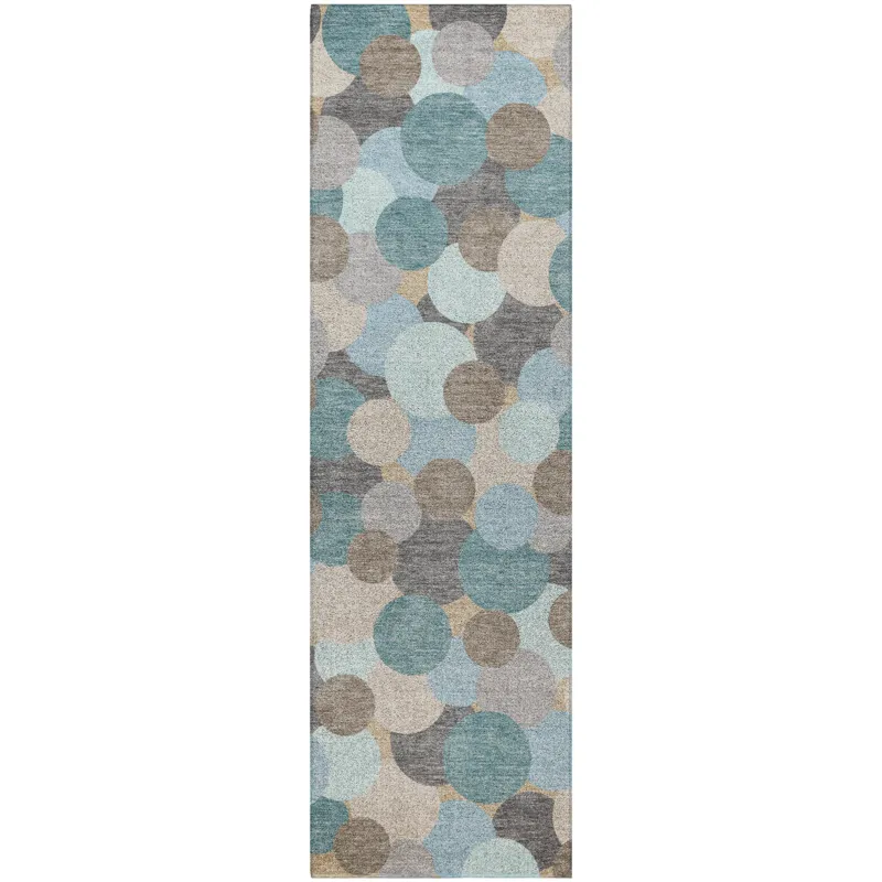 Luxury Washable Kenner Turquoise 2\'3\" x 7\'6\" Runner Rug