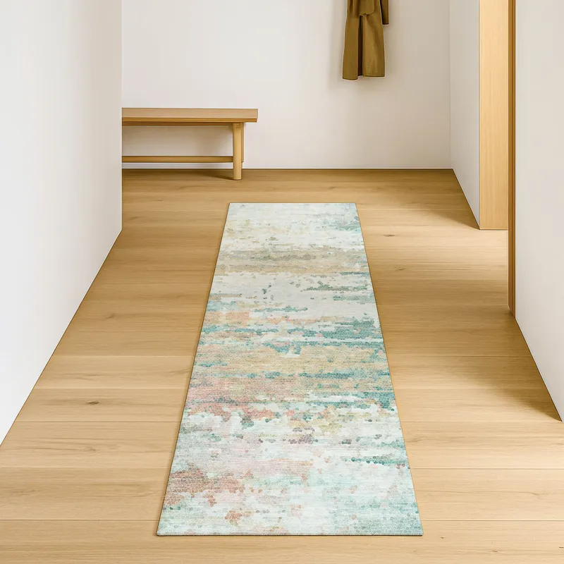 Luxury Washable Lumara Seafoam 2\'3\" x 7\'6\" Runner Rug
