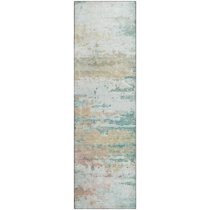 Luxury Washable Lumara Seafoam 2\'3\" x 7\'6\" Runner Rug