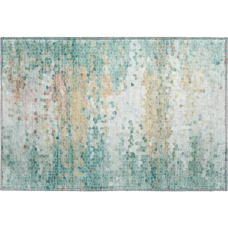Luxury Washable Lumara Seafoam 1\'8\" x 2\'6\" Rug