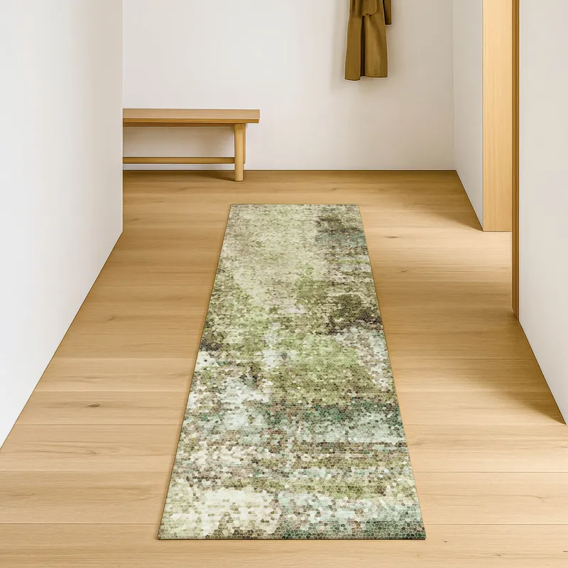 Luxury Washable Lumara Aloe 2\'3\" x 7\'6\" Runner Rug