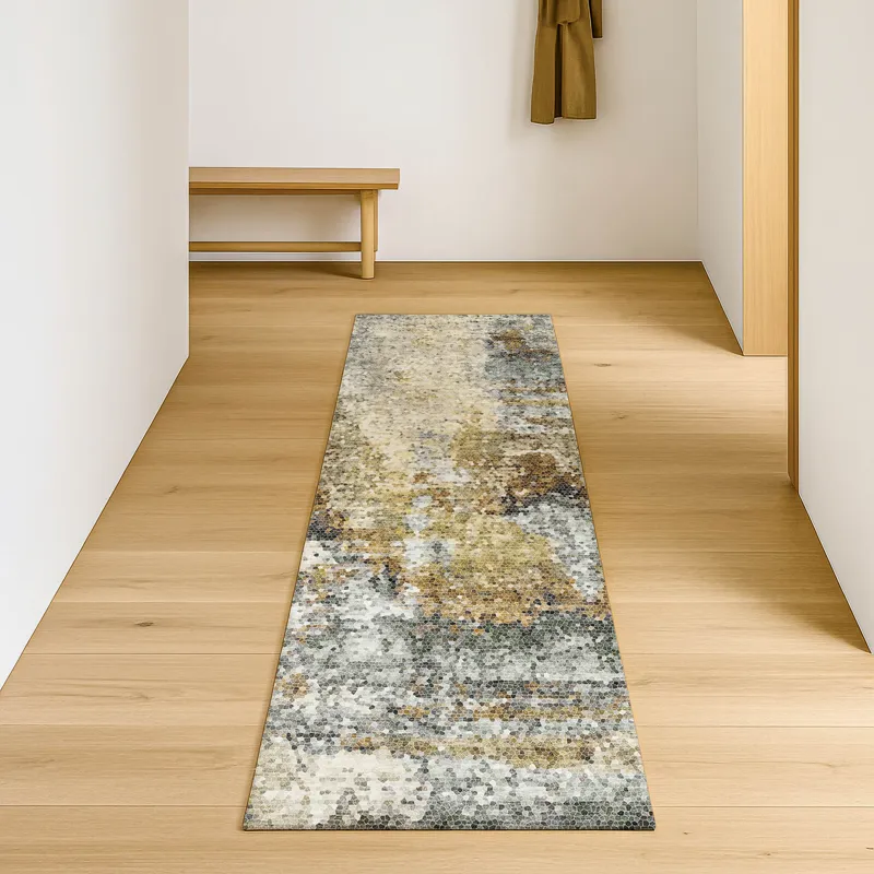 Luxury Washable Lumara Khaki 2\'3\" x 7\'6\" Runner Rug
