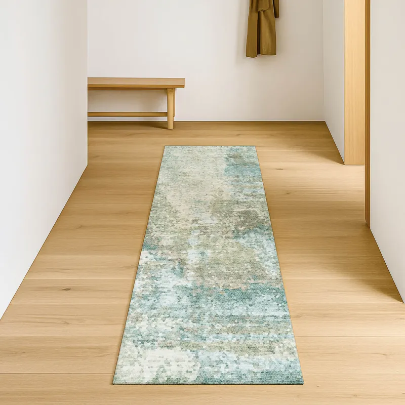 Luxury Washable Lumara Seafoam 2\'3\" x 7\'6\" Runner Rug