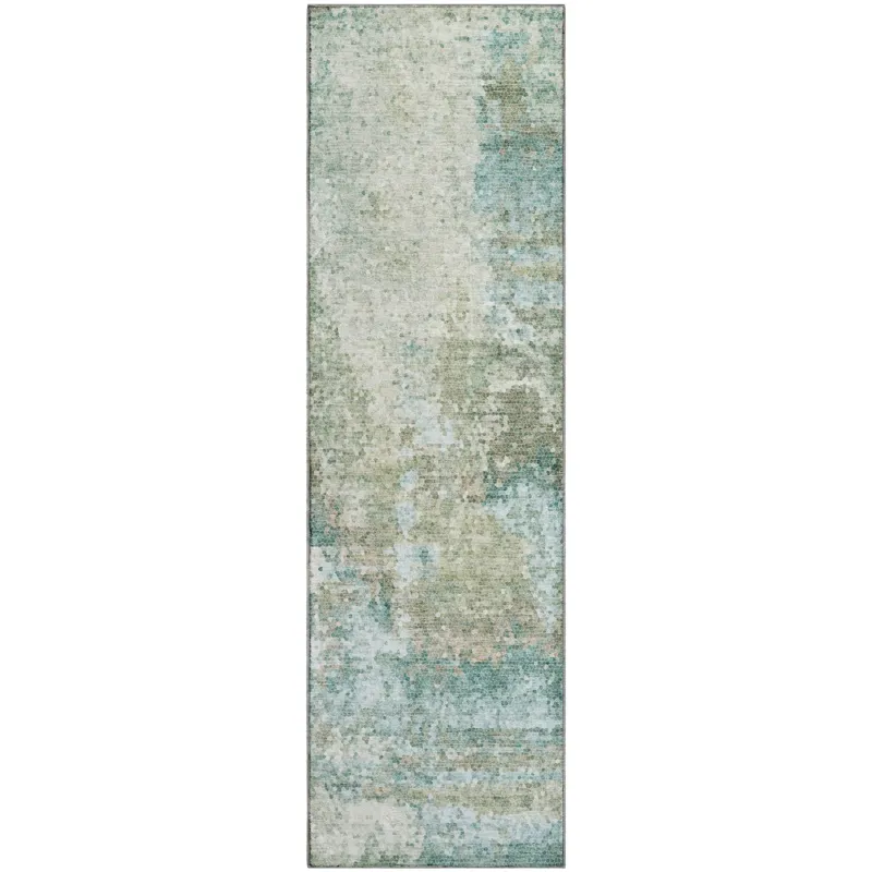 Luxury Washable Lumara Seafoam 2\'3\" x 7\'6\" Runner Rug