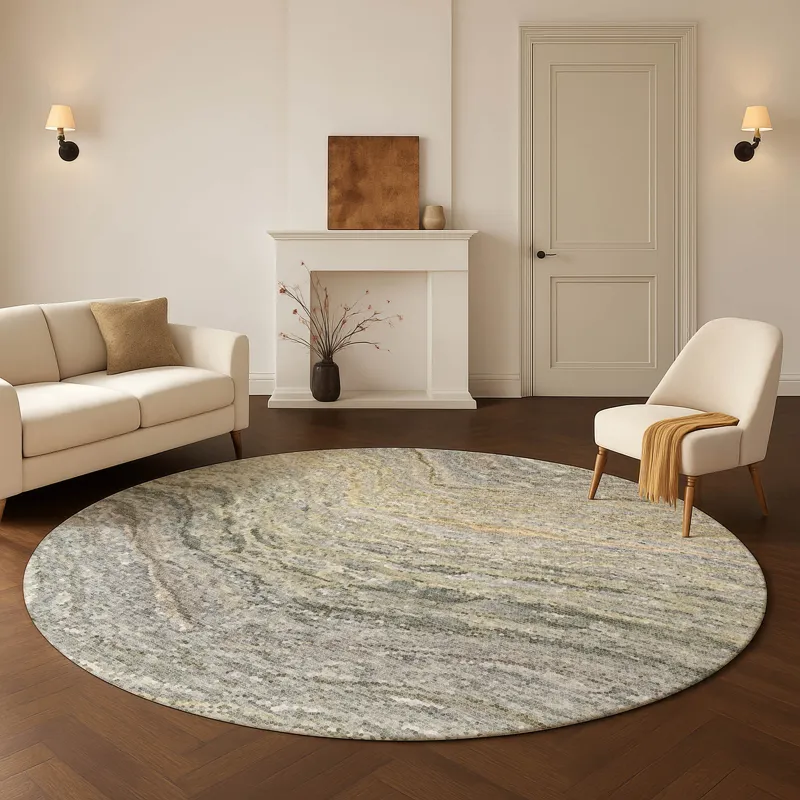 Luxury Washable Lumara Granite 8\' x 8\' Round Rug