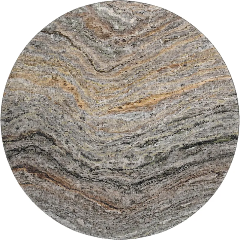 Luxury Washable Lumara Pewter 8\' x 8\' Round Rug