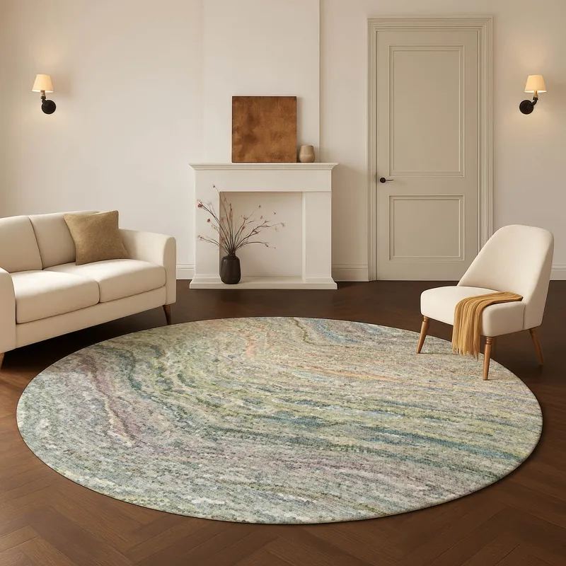 Luxury Washable Lumara Sage 8\' x 8\' Round Rug