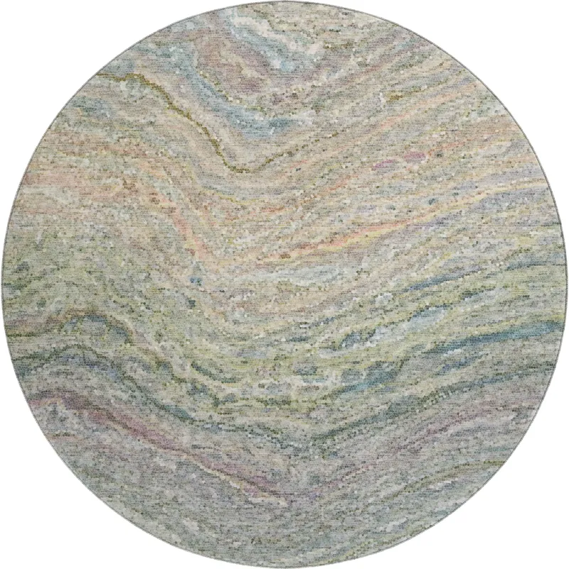 Luxury Washable Lumara Sage 8\' x 8\' Round Rug
