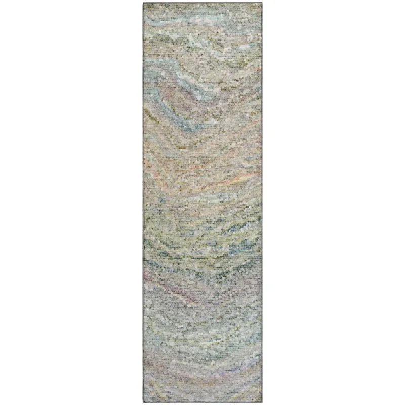 Luxury Washable Lumara Sage 2\'3\" x 7\'6\" Runner Rug