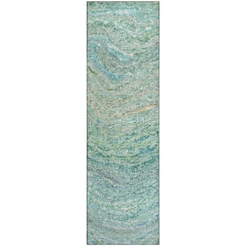 Luxury Washable Lumara Teal 2\'3\" x 7\'6\" Runner Rug
