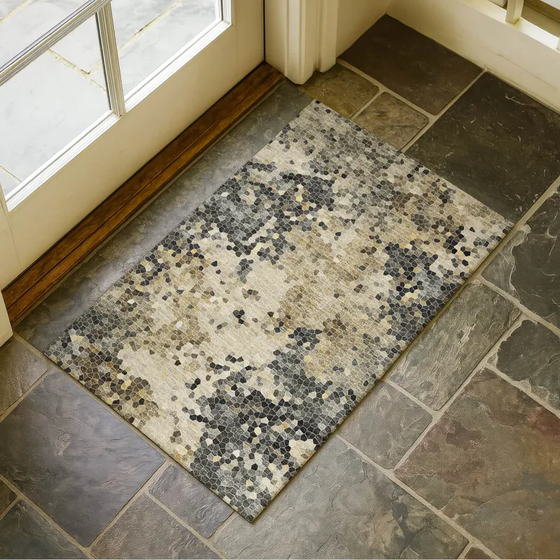Luxury Washable Lumara Pewter 1\'8\" x 2\'6\" Rug