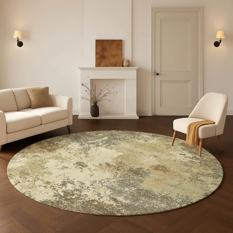 Luxury Washable Lumara Wheat 8\' x 8\' Round Rug