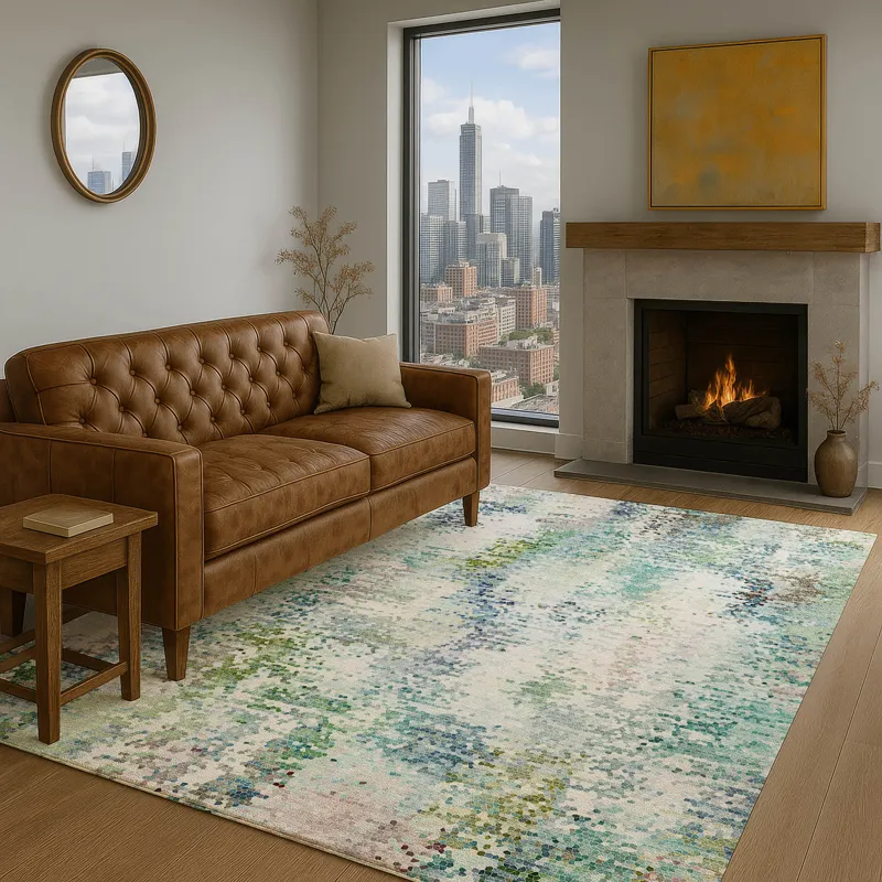 Luxury Washable Lumara Aqua 5\' x 7\'6\" Rug