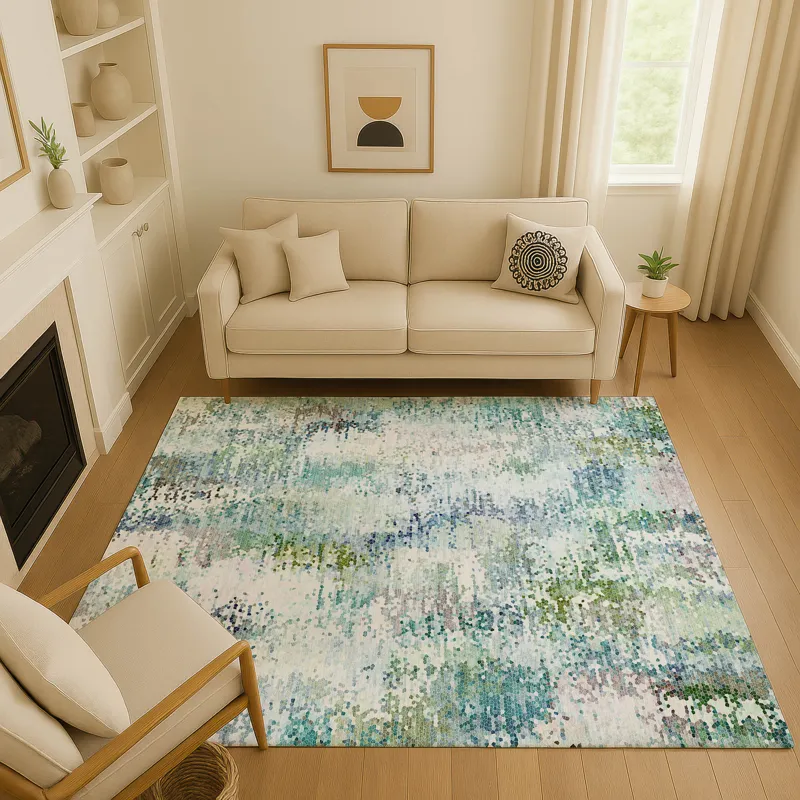 Luxury Washable Lumara Aqua 5\' x 7\'6\" Rug