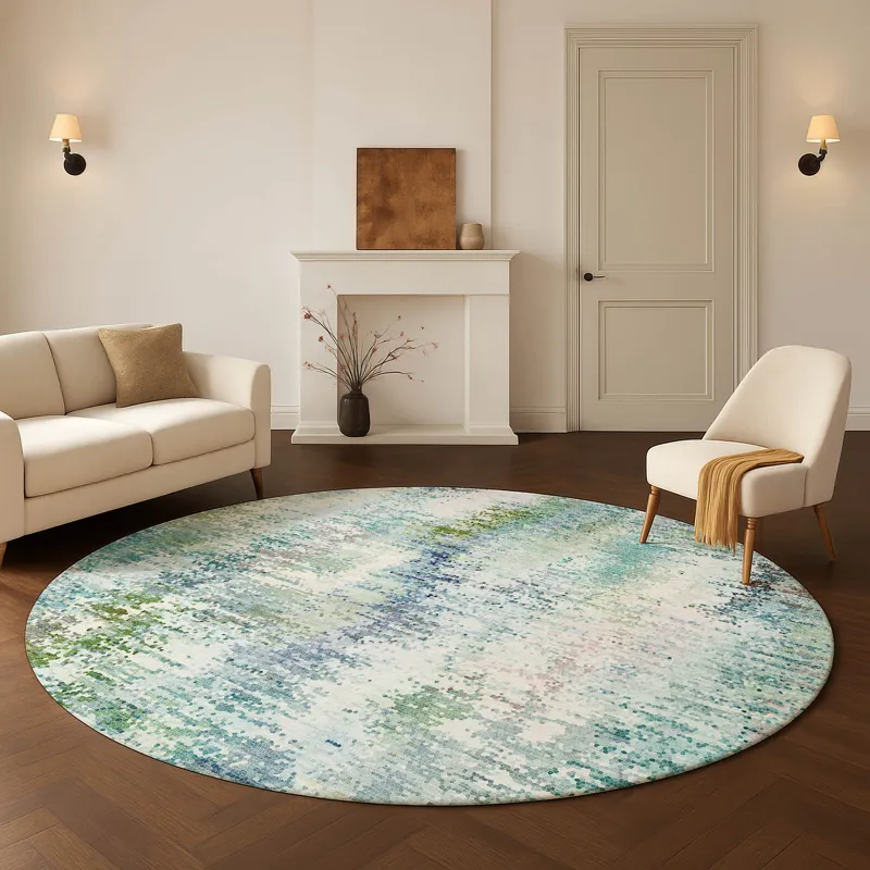 Luxury Washable Lumara Aqua 8\' x 8\' Round Rug