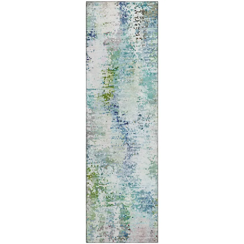 Luxury Washable Lumara Aqua 2\'3\" x 7\'6\" Runner Rug