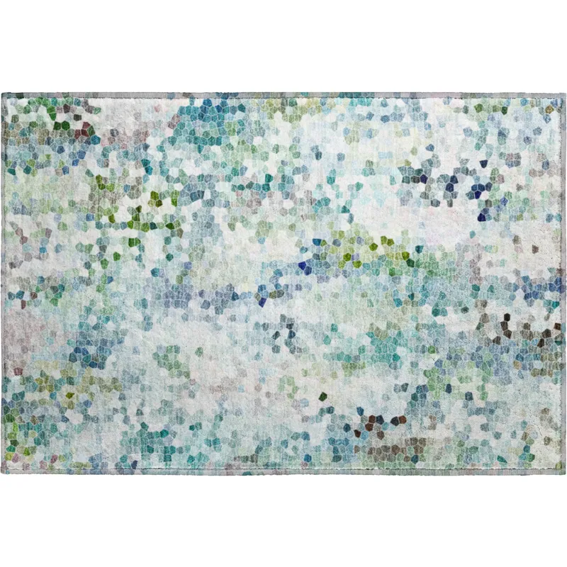 Luxury Washable Lumara Aqua 1\'8\" x 2\'6\" Rug
