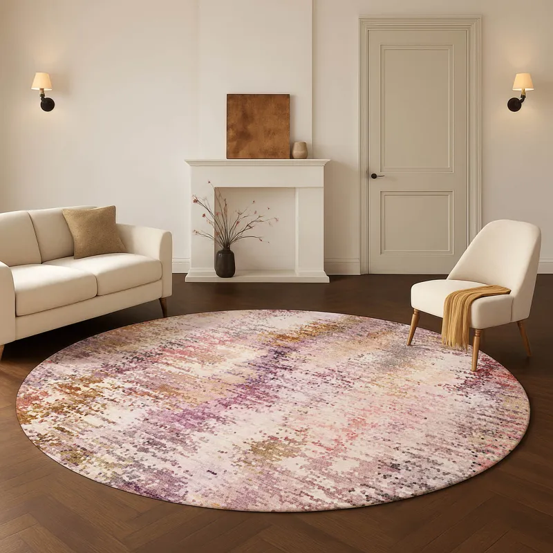 Luxury Washable Lumara Blush 8\' x 8\' Round Rug